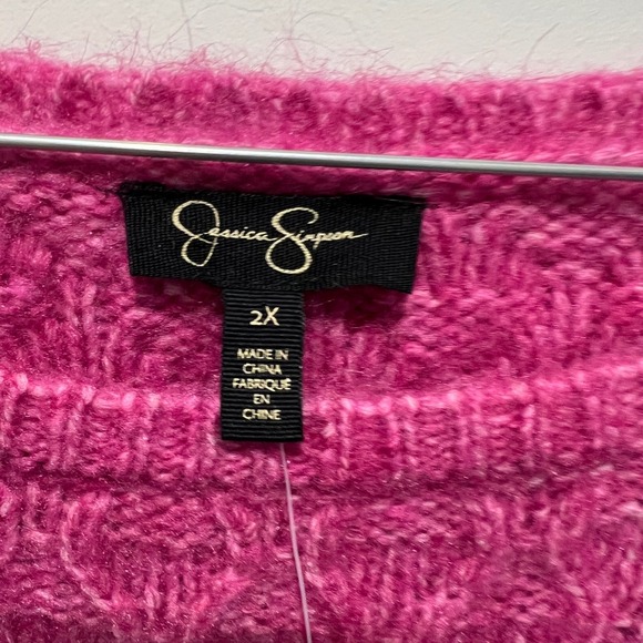 Jessica Simpson Festival Fuchsia Combo Kati Txture Pleat Slv P/O Sweater 2X - Picture 4 of 9